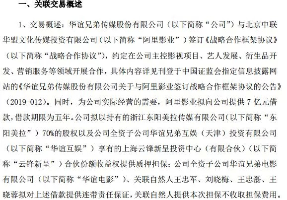 馬雲出手救華誼提供7億借款，華誼以馮小剛公司作質押