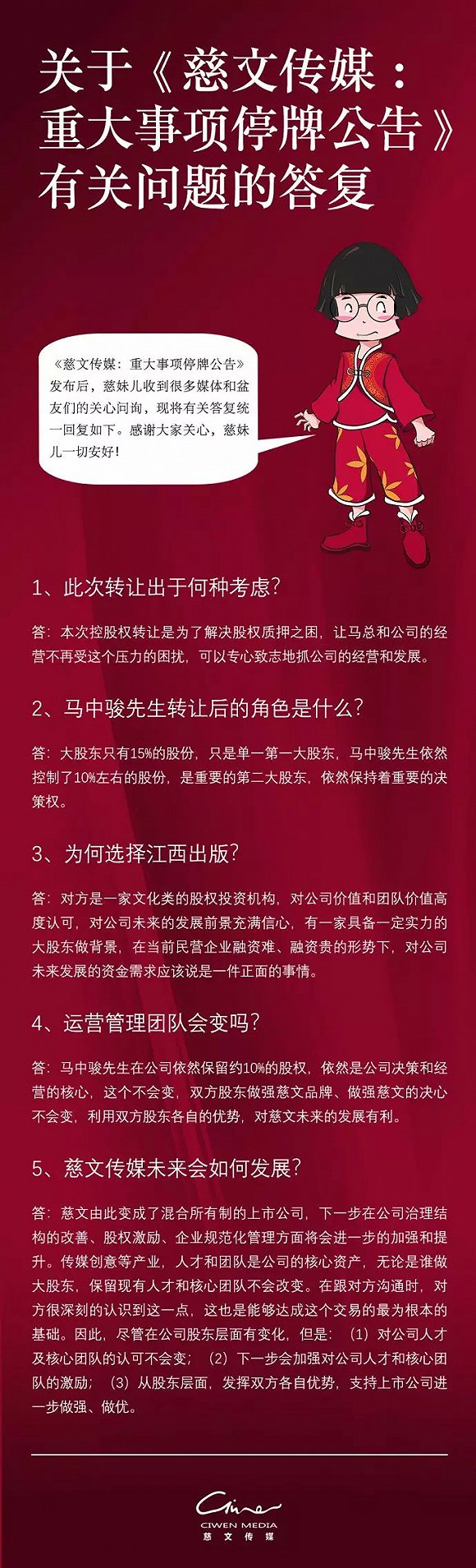 華章投資入主慈文傳媒，暫解股權質押之困